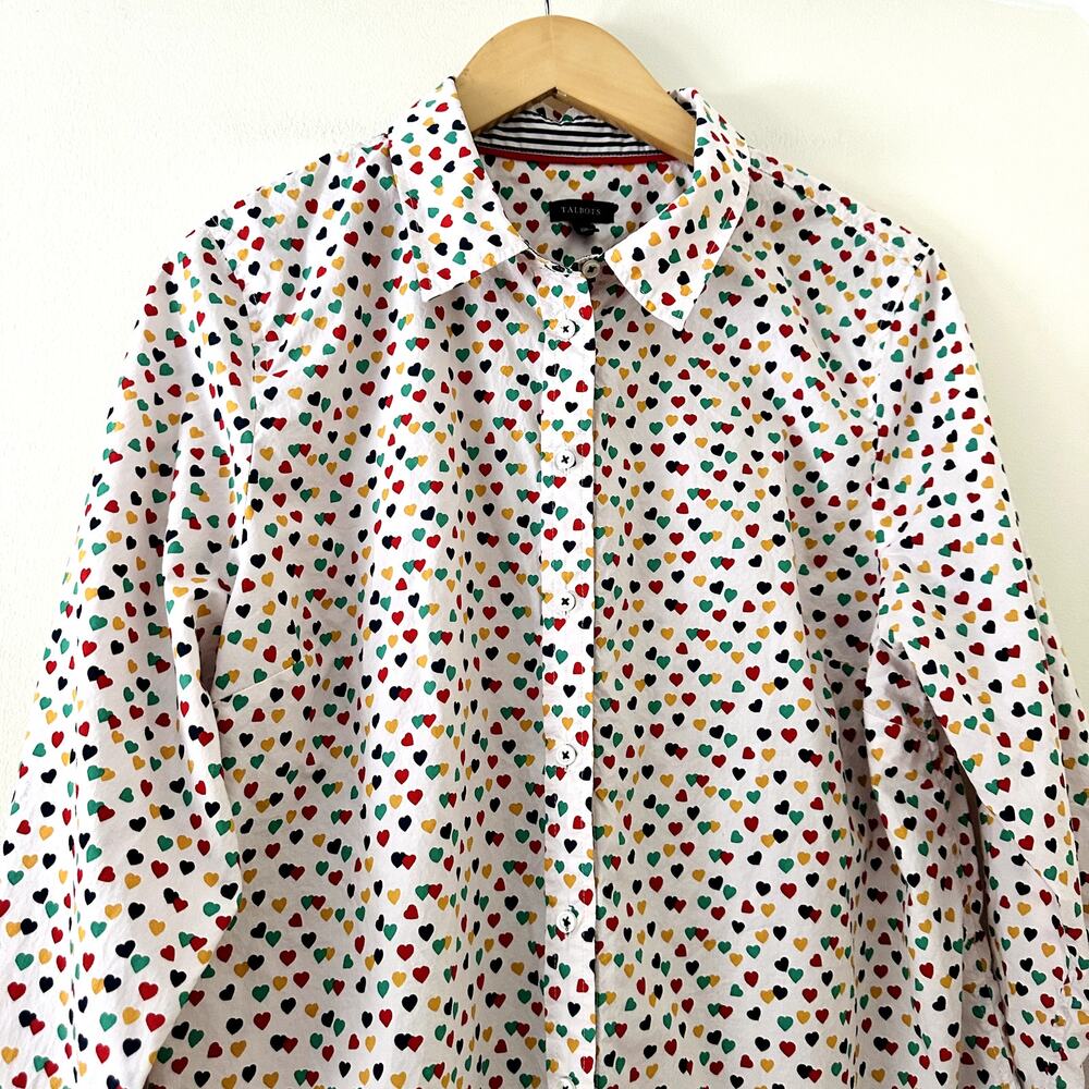 Talbots Heart Printed Button Down Collared Blouse… - image 2